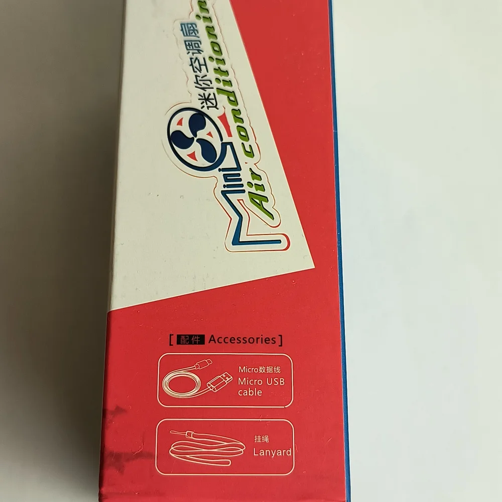Portable Pink Air Conditioning Fan Micro USB Cable/Lanyard